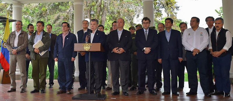 Diego Fernando Mora, director UNP, con asistentes a reunión de Comisión Nacional de Garantías de Seguridad, liderada por Presidente de la República, Juan Manuel Santos. Popayán, Cauca. Febrero 23 de 2017