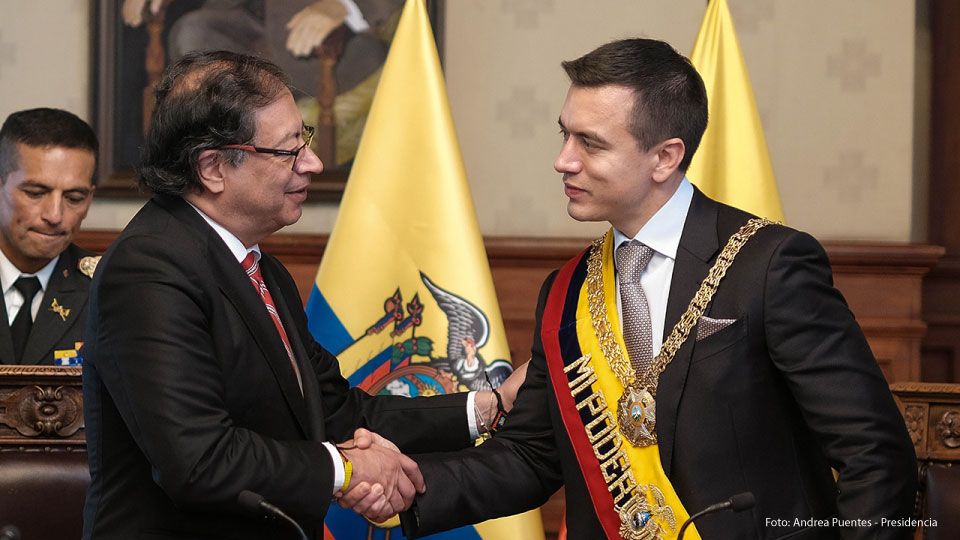 Presidente Petro en la posesión de Daniel Noboa, nuevo presidente de Ecuador.