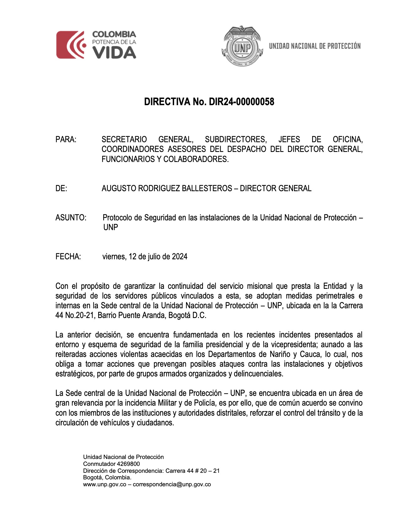 DIRECTIVA No. DIR24-00000058 Pa1