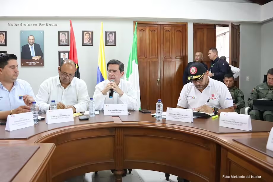 El ministro del Interior, Juan Fernando Cristo, en Ocaña, Norte de Santander.