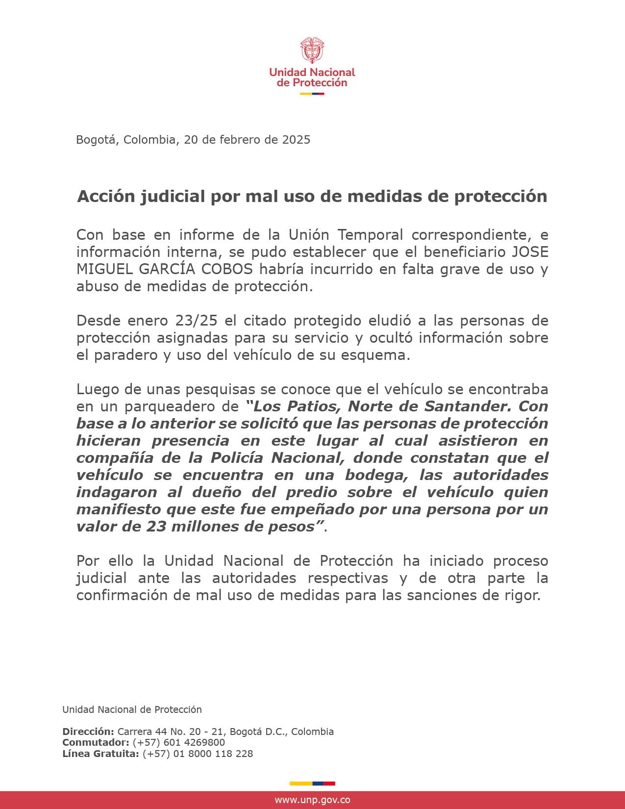 Acción judicial por mal uso de medidas de protección