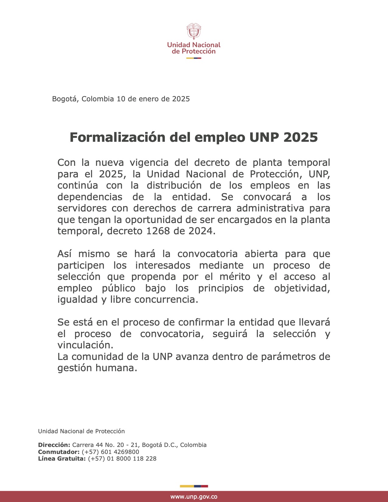 Formalización del empleo UNP 2025