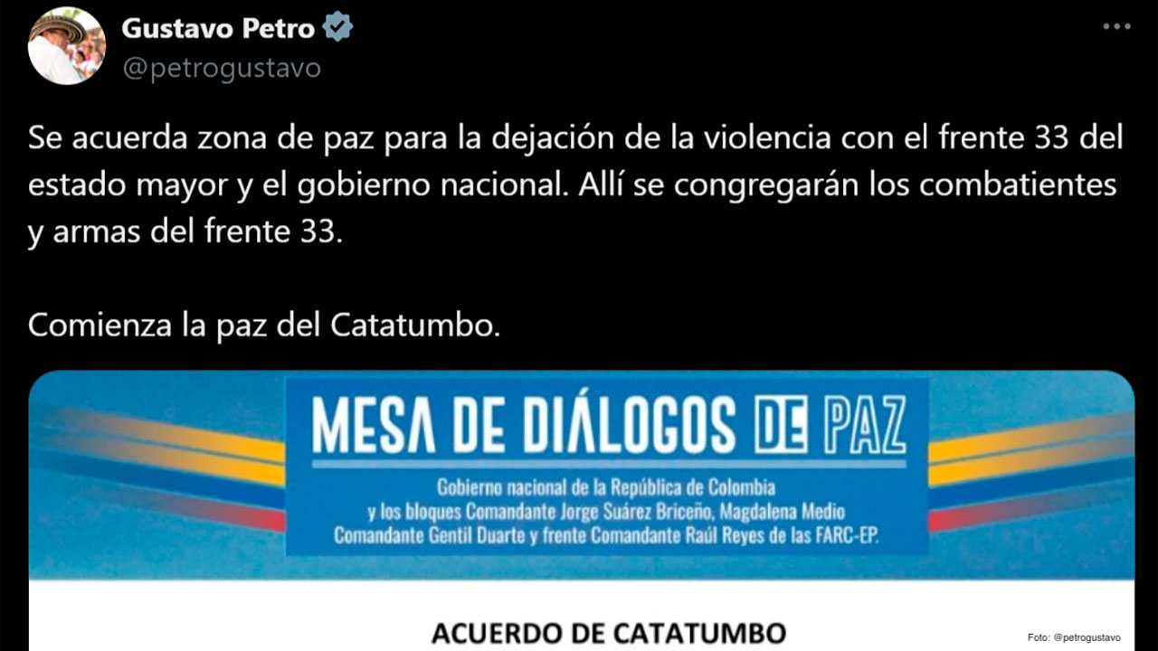 Presidente destaca acuerdo con el Frente 33 para la creación de zona de paz en el Catatumbo