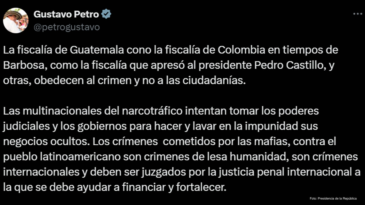 Presidente Gustavo Petro denunció que las multinacionales del narcotráfico intentan tomarse los poderes judiciales de Latinoamérica