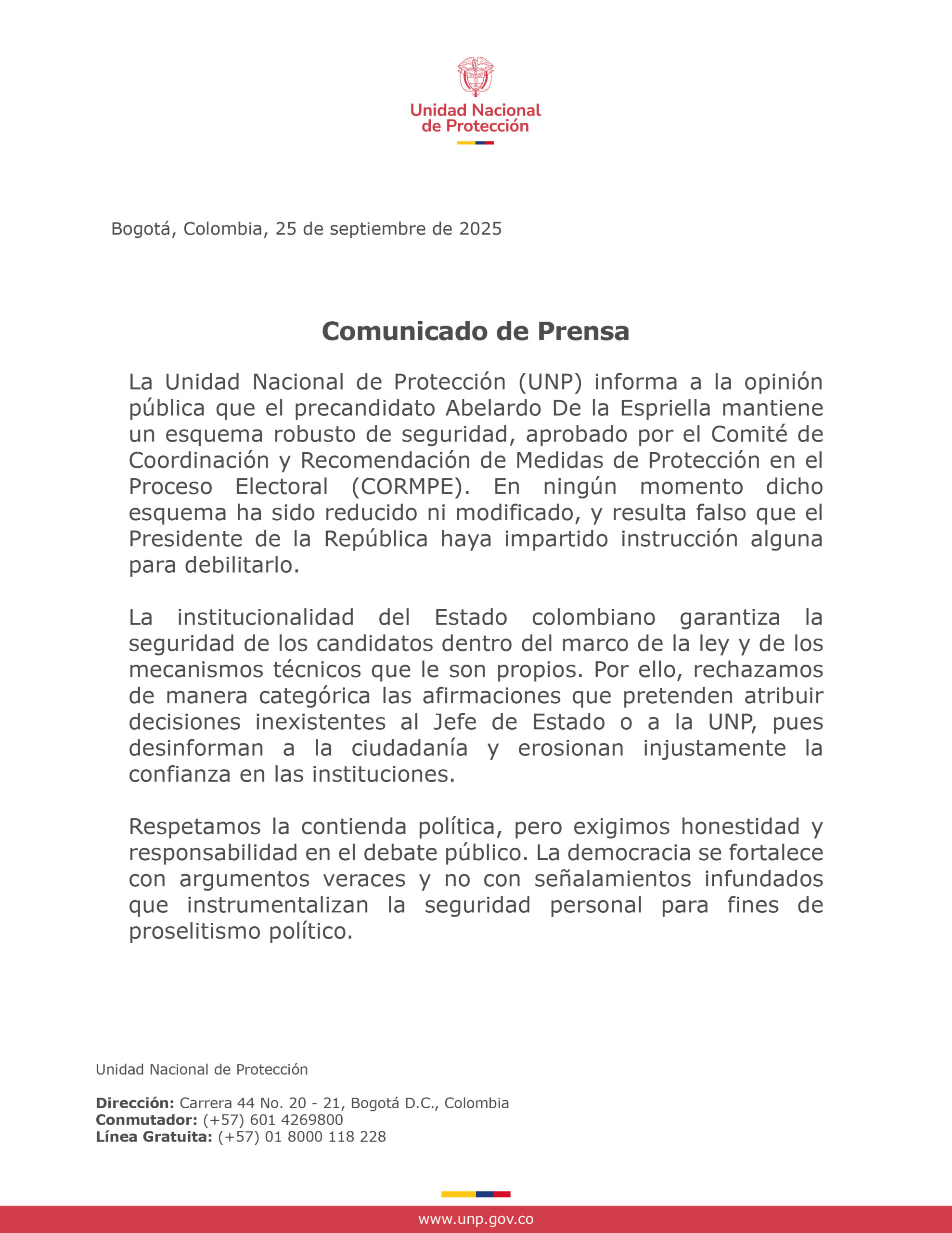Comunicado de prensa 25 sept 2025