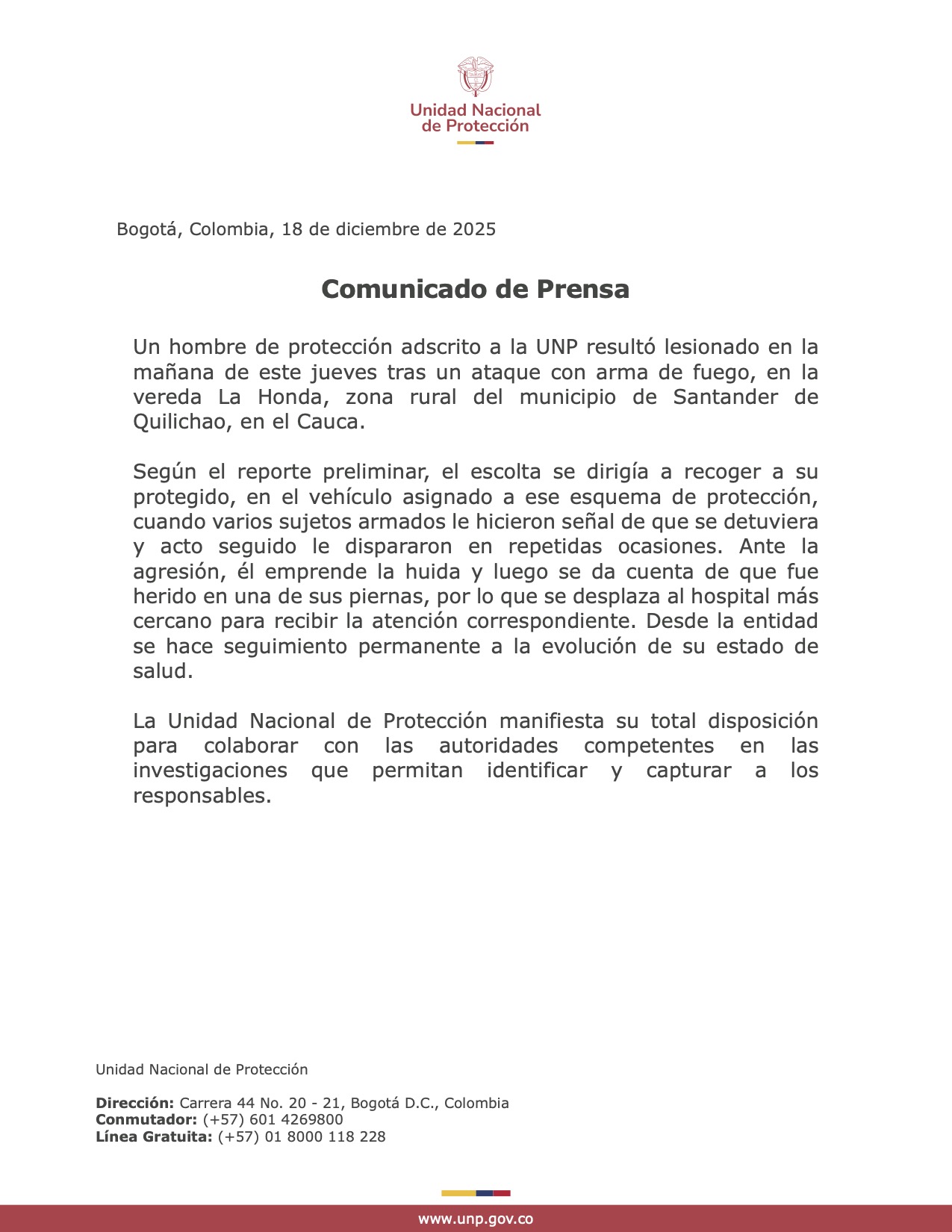 Comunicado de prensa 18Dic2025